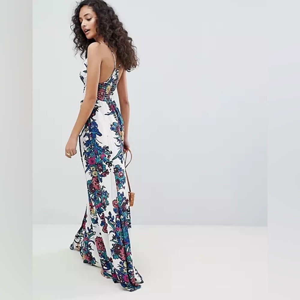 Free People Through The Vine Printed Maxi Slip Dress Ivory Combo Floral Size S - Picture 8 of 16